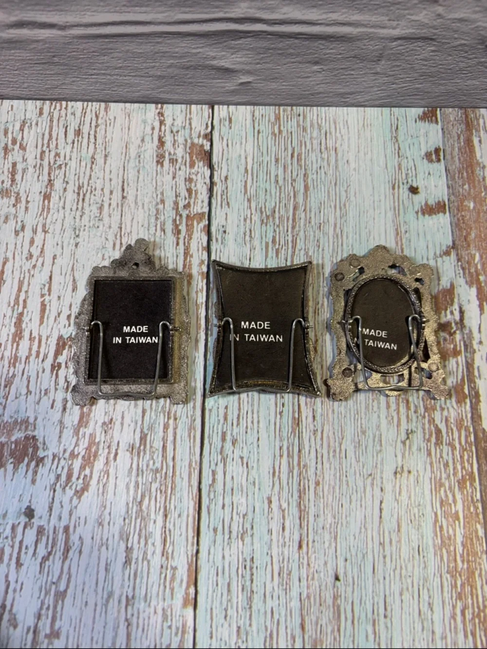 Vintage Victorian Silver Tone Mini Decorative Picture Frames - Set of 3 #117